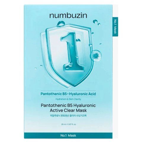 Маска тканинна з пантенолом та гіалуроновою кислотою Numbuzin No 1 Pantothenic B5 Hyaluronic Active Clear Mask 1 шт 8809652588728 фото