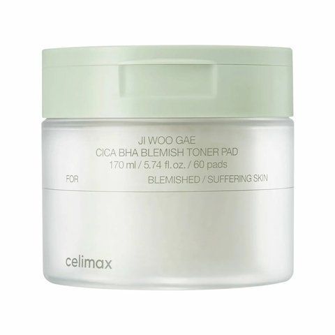 Пади заспокійливі для обличчя Celimax Ji Woo Gae Cica BHA Blemish Toner Pad 60 шт 8809783321225 фото
