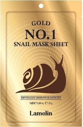 Маска тканинна для обличчя з муцином равлика Lamelin GOLD NO.1 SNAIL MASK SHEET 25g 8809733214935 фото